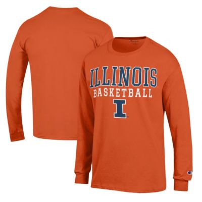 Champion Men's NCAA Illinois Fighting Illini Basketball Stack Long Sleeve T-Shirt, Orange, 2XL