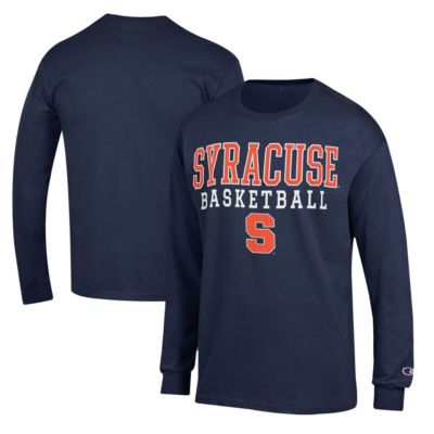 Champion Men's Syracuse Orange NCAA Syracuse Basketball Stack Long Sleeve T-Shirt, Navy Blue, XL
