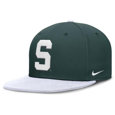 Men's NCAA Nike Green/White Michigan State Spartans Two-Tone Primetime Performance Fitted Hat, Green, 7 3/4