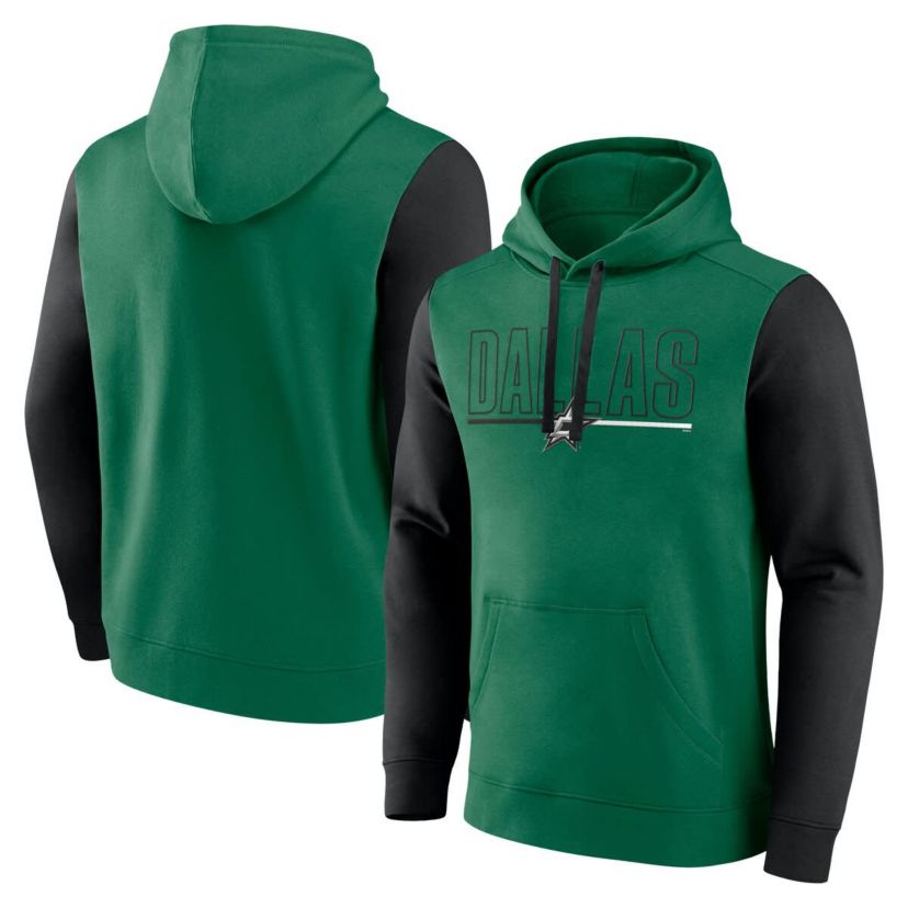 NHL Logo Athletic Kelly Dallas Stars Deliver Fleece Pullover Hoodie