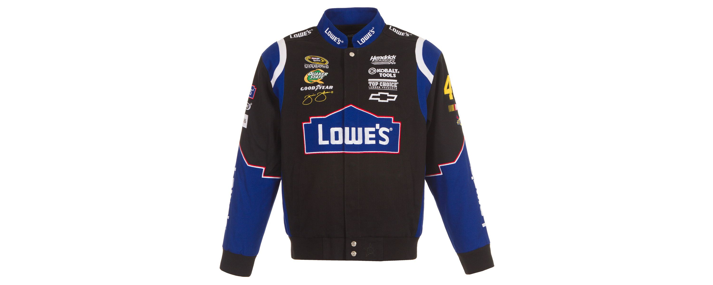 NASCAR Jimmie Johnson Lowes Twill Driver Uniform Full-Snap Jacket