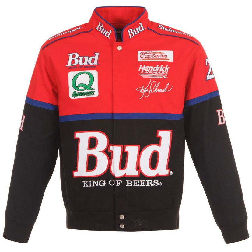 NASCAR Black/Red Ken Schrader Bud King of Beers Twill Driver Uniform Full-Snap Jacket