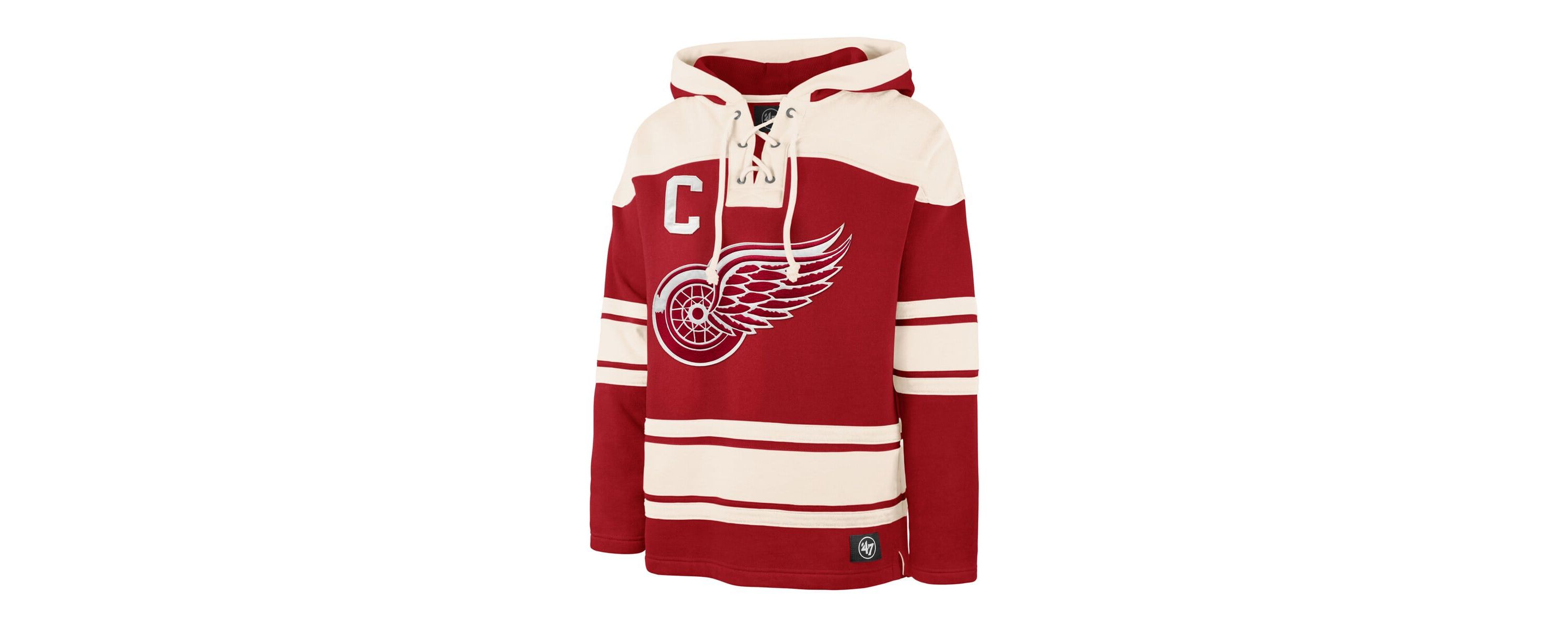 NHL Dylan Larkin Detroit Wings Captain Patch Player Name & Number Lacer Pullover Hoodie