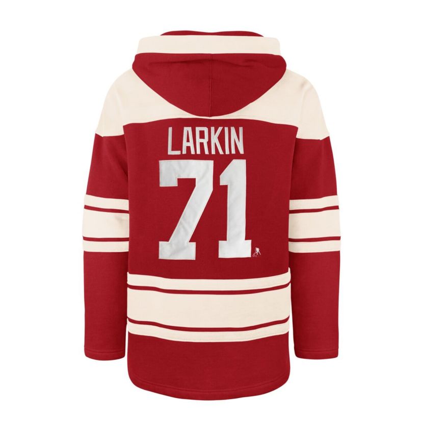 NHL Dylan Larkin Detroit Wings Captain Patch Player Name & Number Lacer Pullover Hoodie