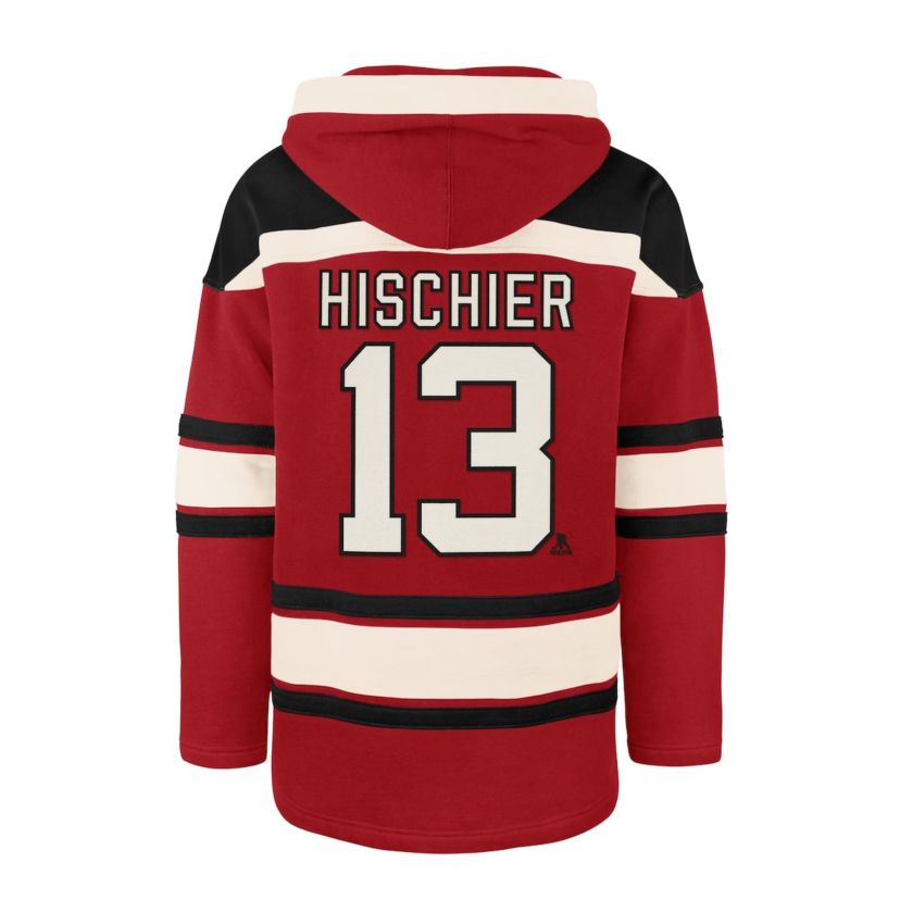 NHL Nico Hischier New Jersey Devils Player Name & Number Lacer Pullover Hoodie