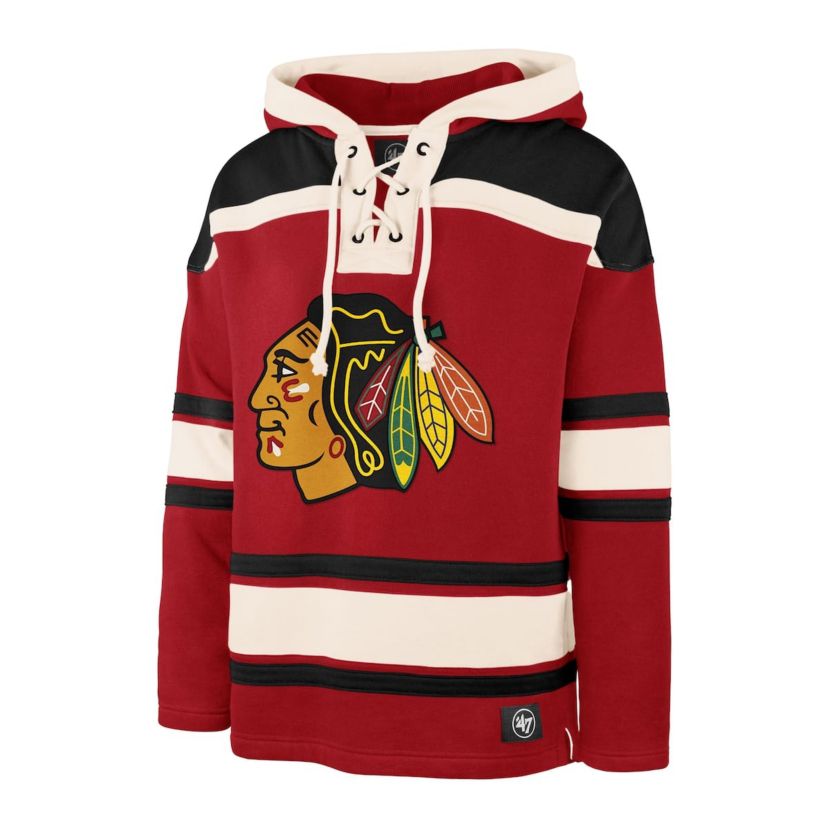 NHL Connor Bedard Chicago Blackhawks Player Name & Number Lacer Pullover Hoodie