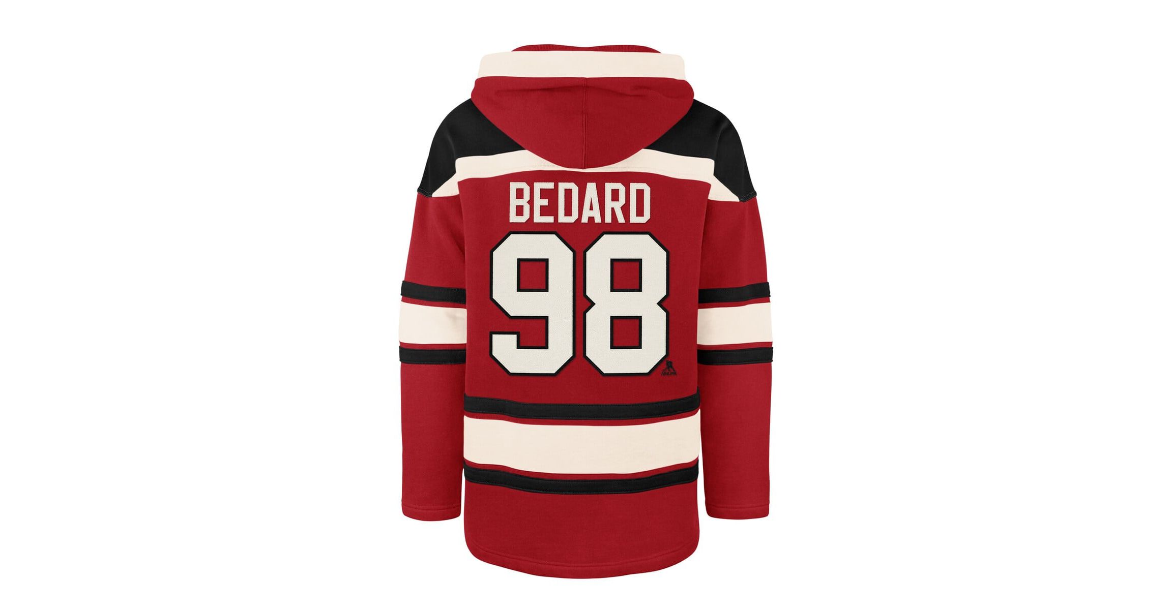 NHL Connor Bedard Chicago Blackhawks Player Name & Number Lacer Pullover Hoodie