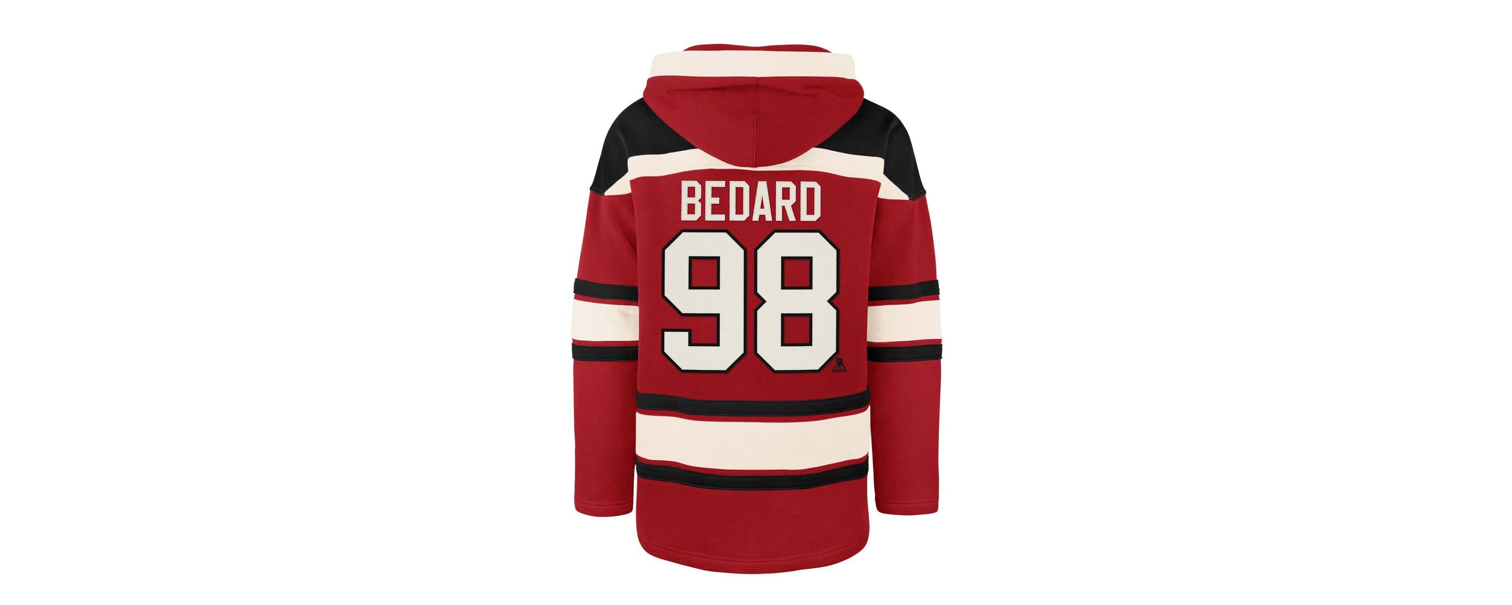NHL Connor Bedard Chicago Blackhawks Player Name & Number Lacer Pullover Hoodie