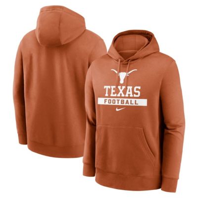 Men's NCAA Nike Texas Texas Longhorns Football Stack Club Fleece Pullover Hoodie, Orange, Small