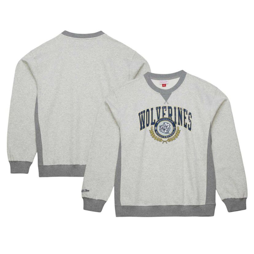 NCAA Michigan Wolverines Arched Fleece Crewneck Pullover Sweatshirt