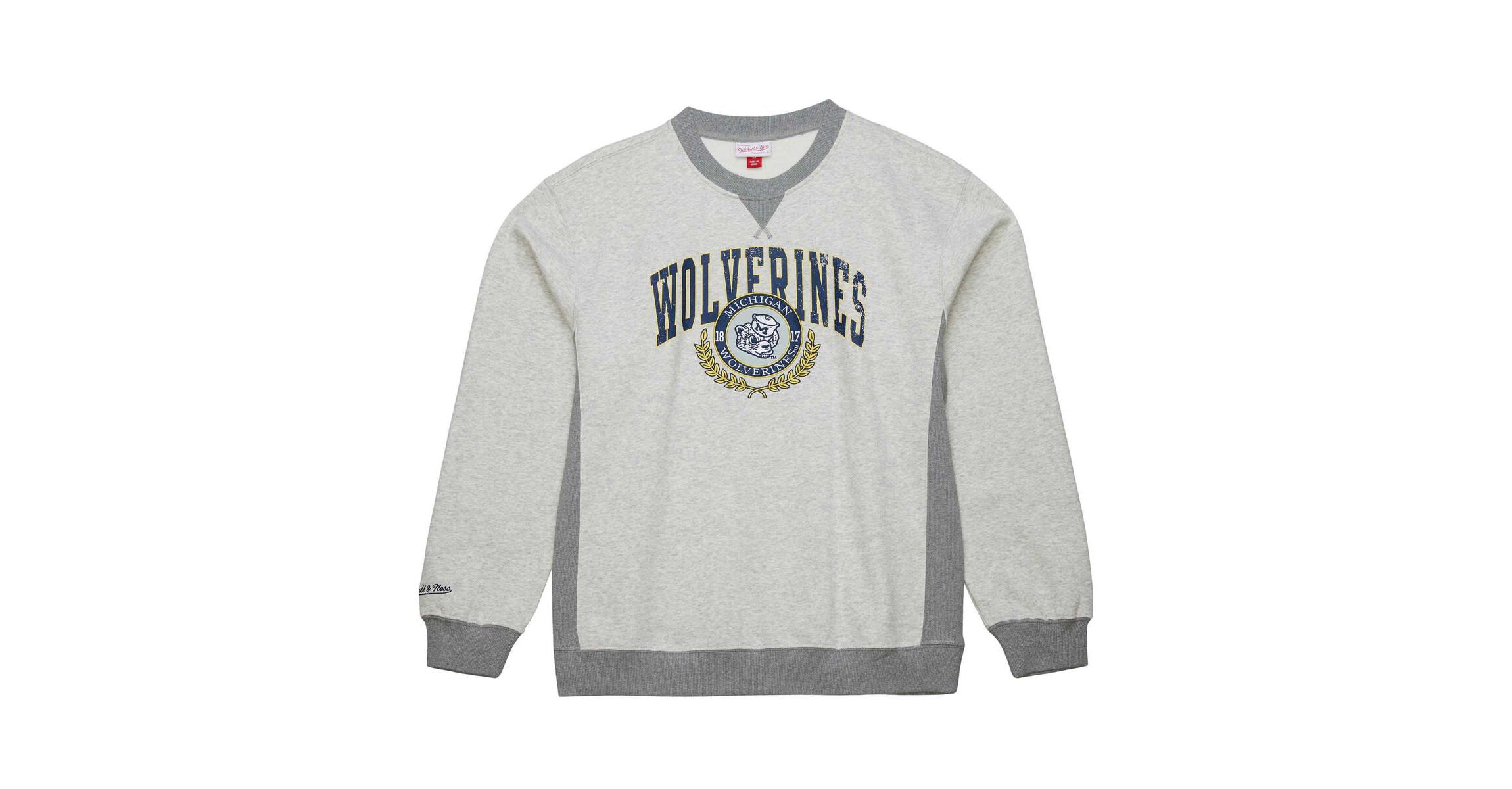 NCAA Michigan Wolverines Arched Fleece Crewneck Pullover Sweatshirt