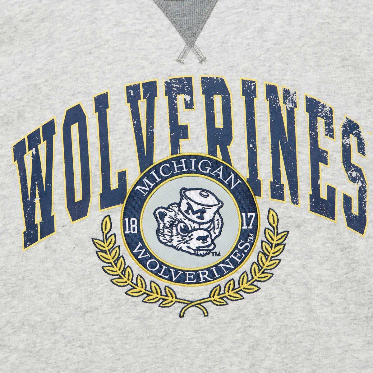 NCAA Michigan Wolverines Arched Fleece Crewneck Pullover Sweatshirt