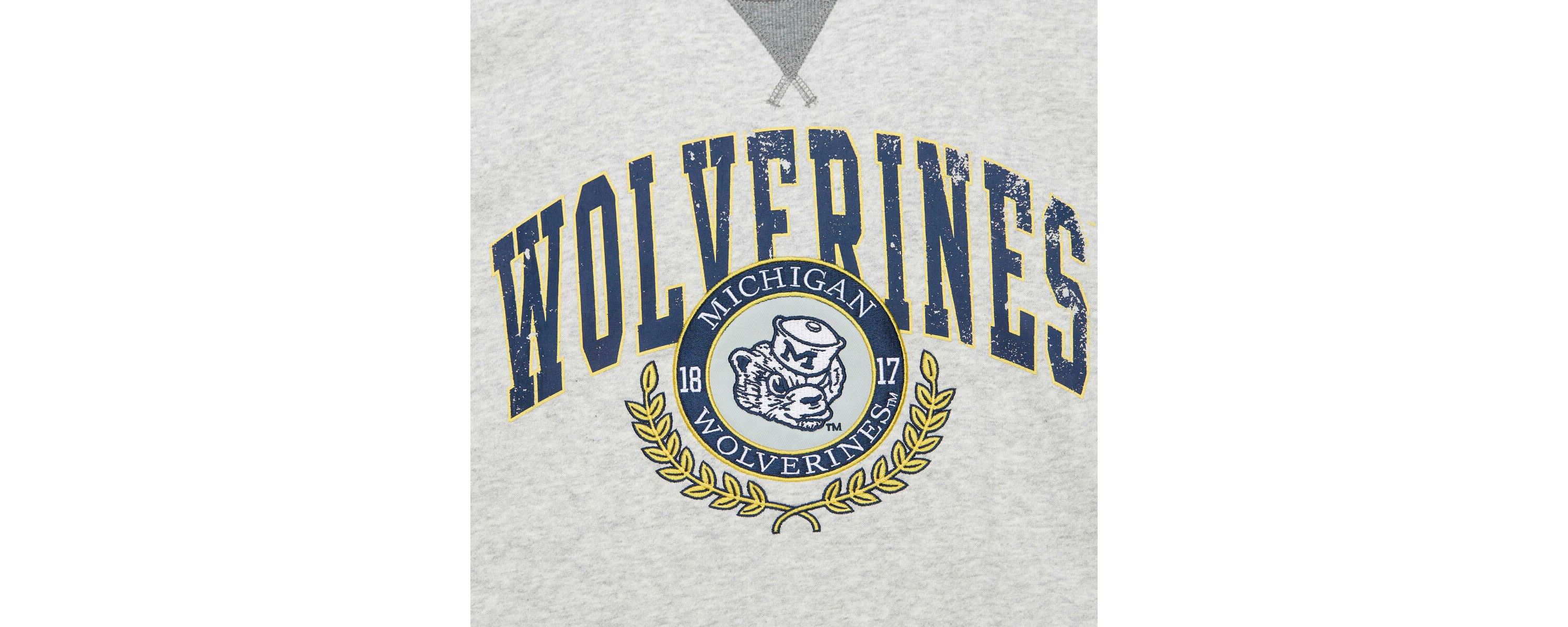 NCAA Michigan Wolverines Arched Fleece Crewneck Pullover Sweatshirt