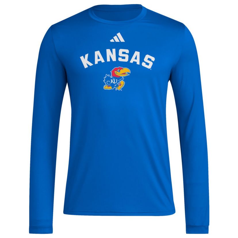 NCAA Kansas Jayhawks Alternate Pre-Game Hook AEROREADY Long Sleeve T-Shirt