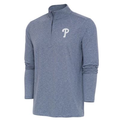 Antigua Men's MLB Philadelphia Phillies Hunk Quarter-Zip Top, Navy Blue, Large