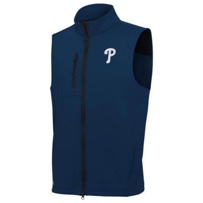 Antigua Men's MLB Philadelphia Phillies Demand Full-Zip Vest, Navy Blue, Large