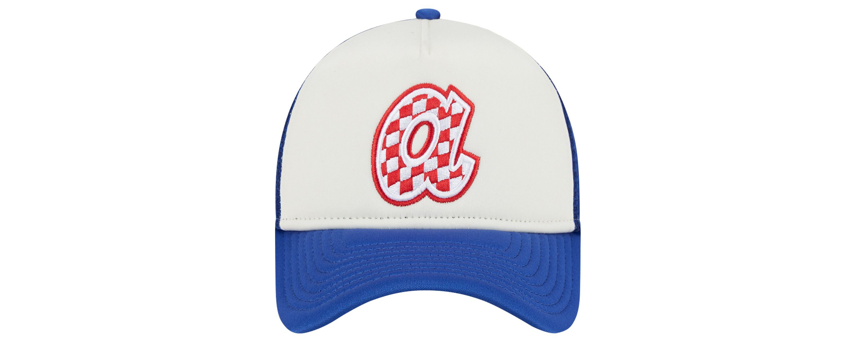 MLB White/Royal Atlanta Braves Checkered Flag A-Frame Trucker 9FORTY Adjustable Hat