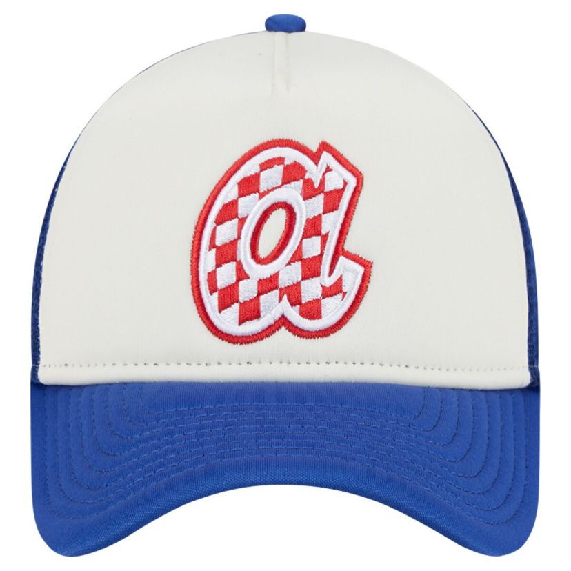 MLB White/Royal Atlanta Braves Checkered Flag A-Frame Trucker 9FORTY Adjustable Hat