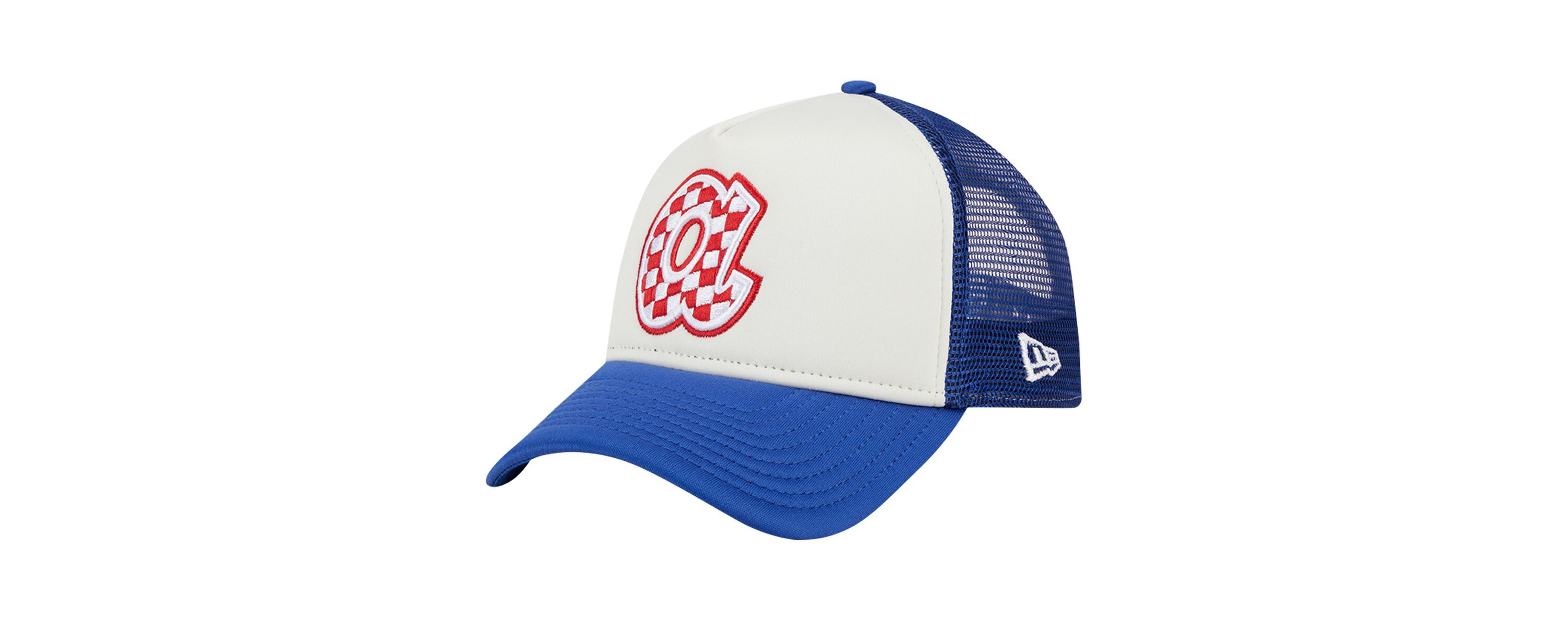 MLB White/Royal Atlanta Braves Checkered Flag A-Frame Trucker 9FORTY Adjustable Hat