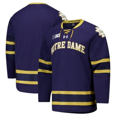 Men's NCAA Under Armour Notre Dame Fighting Irish Replica Hockey Jersey, Navy Blue, Small