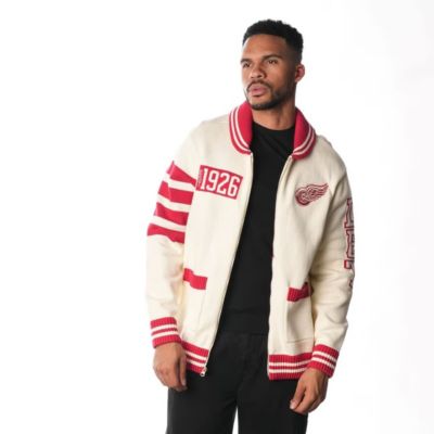 The Wild Collective NHL Unisex Detroit Wings Jacquard Full-Zip Sweater