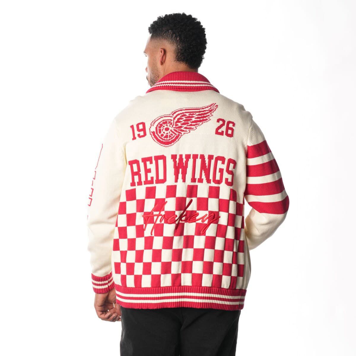 NHL Unisex Detroit Wings Jacquard Full-Zip Sweater