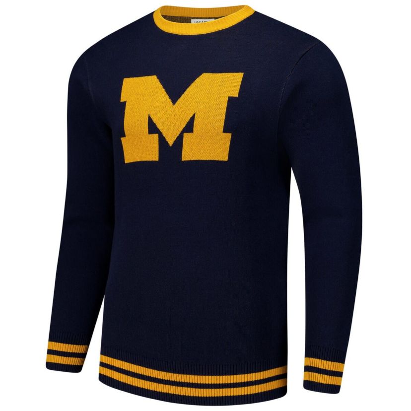 NCAA Unisex Michigan Wolverines Renew Knit Vintage Pullover Sweater