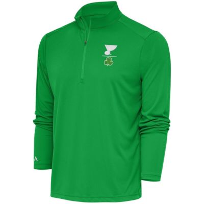 Antigua Men's NHL Kelly St. Louis Blues Shamrock Tribute Quarter-Zip Pullover Top, Green, 3XL