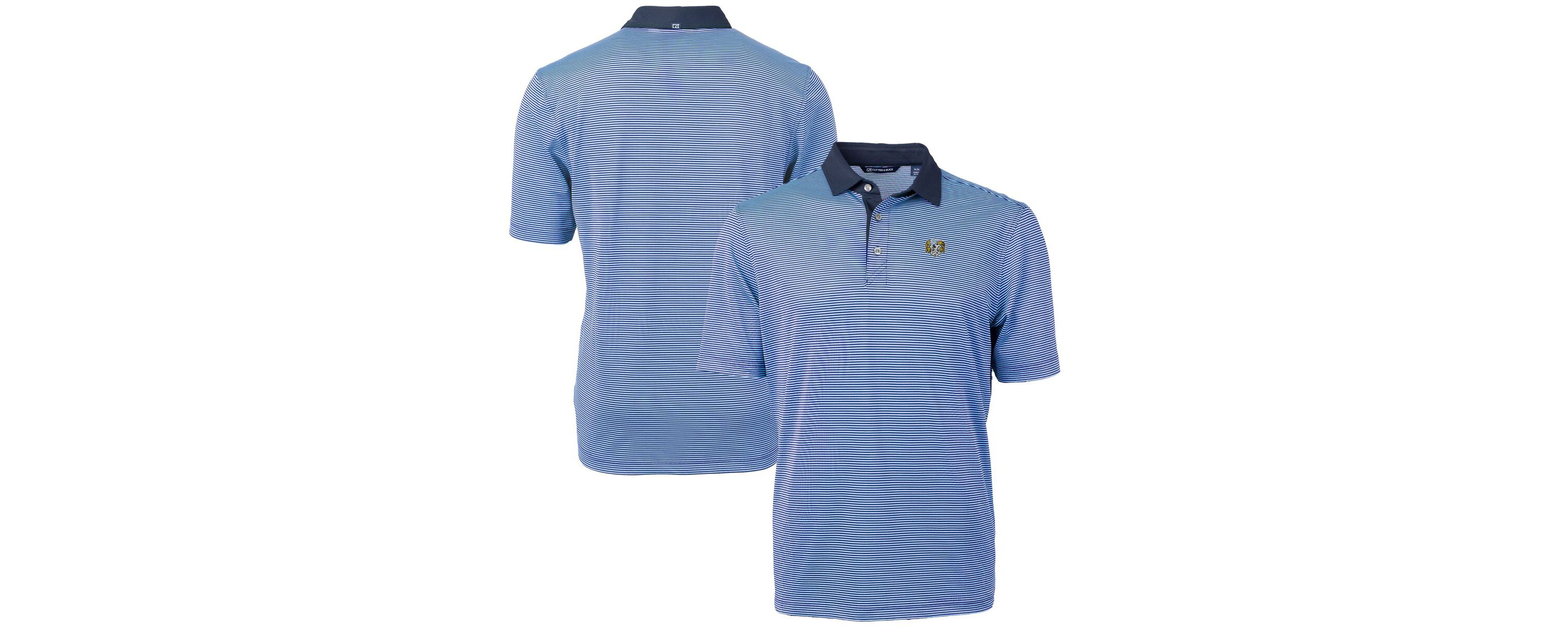 NCAA Carolina Blue/Navy North Carolina Tar Heels Vault DryTec Virtue Eco Pique Micro Stripe Recycled Polo