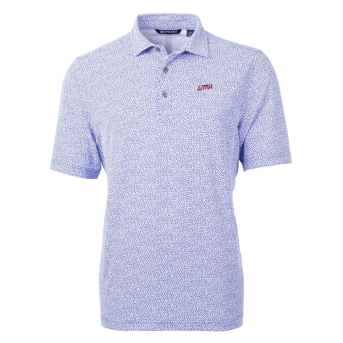 NCAA SMU Mustangs Vault DryTec Virtue Eco Pique Botanical Print Recycled Polo