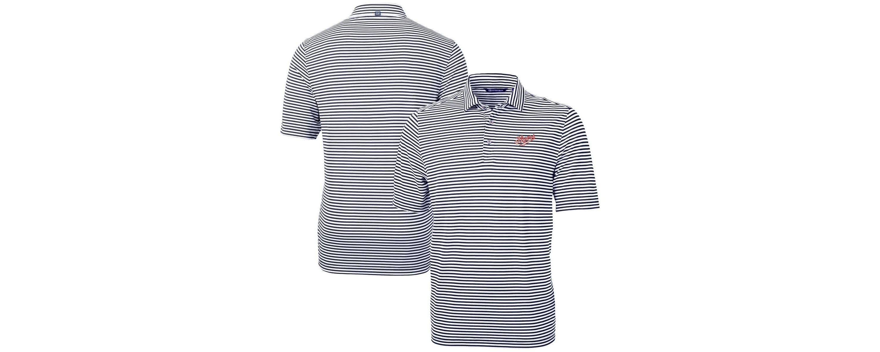 NCAA Dayton Flyers Vault DryTec Virtue Eco Pique Stripe Recycled Polo