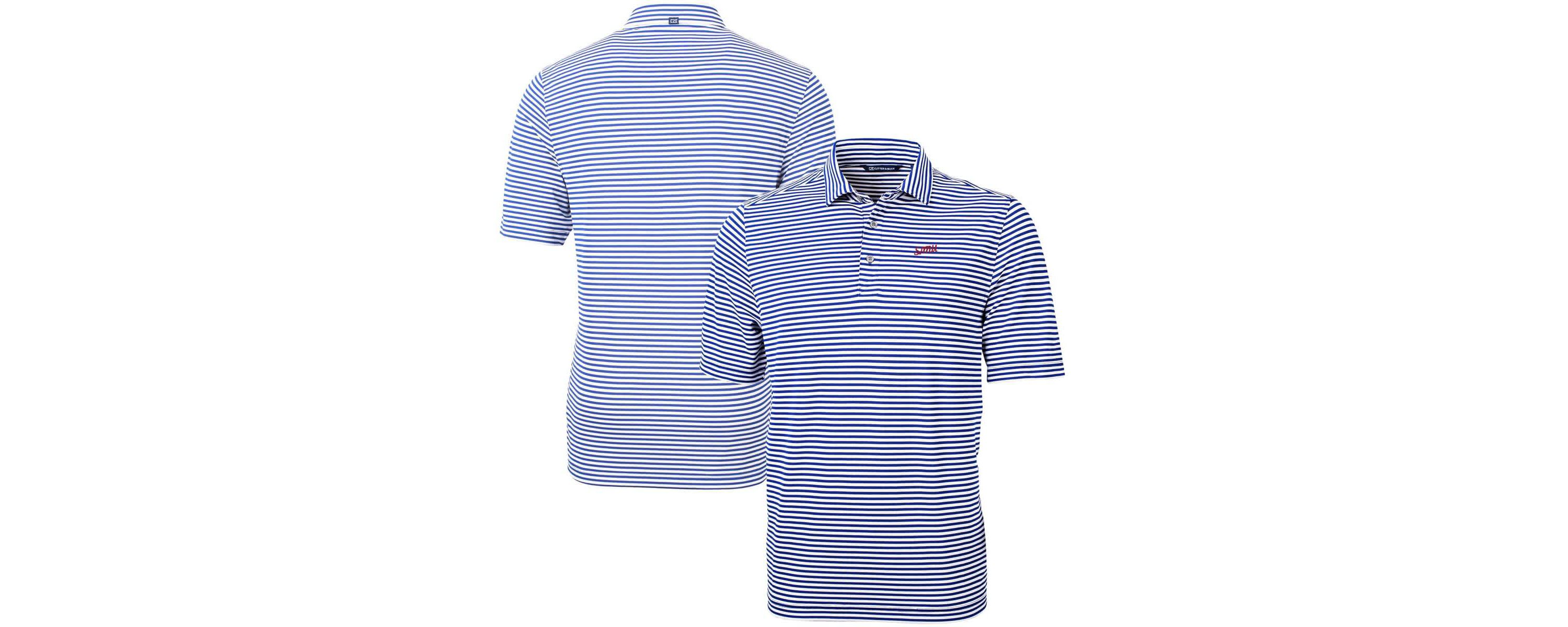 NCAA SMU Mustangs Vault DryTec Virtue Eco Pique Stripe Recycled Polo