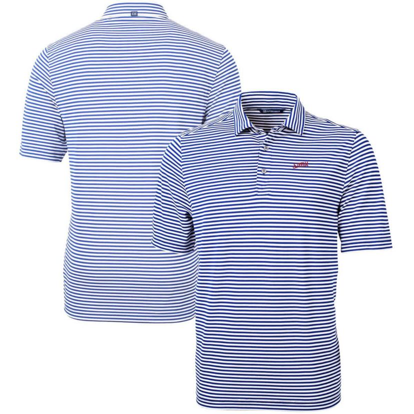 NCAA SMU Mustangs Vault DryTec Virtue Eco Pique Stripe Recycled Polo