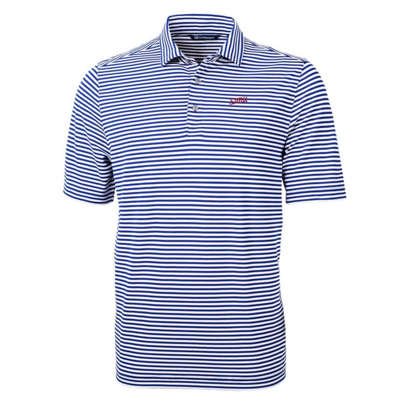 NCAA SMU Mustangs Vault DryTec Virtue Eco Pique Stripe Recycled Polo