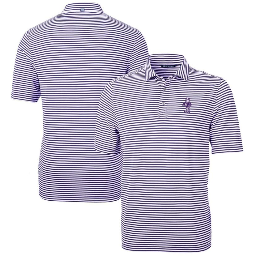 NCAA Kansas State Wildcats Vault DryTec Virtue Eco Pique Stripe Recycled Polo