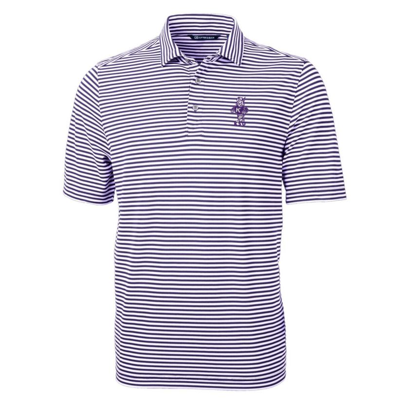 NCAA Kansas State Wildcats Vault DryTec Virtue Eco Pique Stripe Recycled Polo