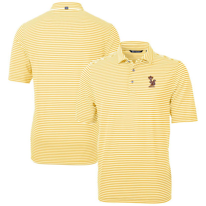 NCAA Minnesota Golden Gophers Vault DryTec Virtue Eco Pique Stripe Recycled Polo