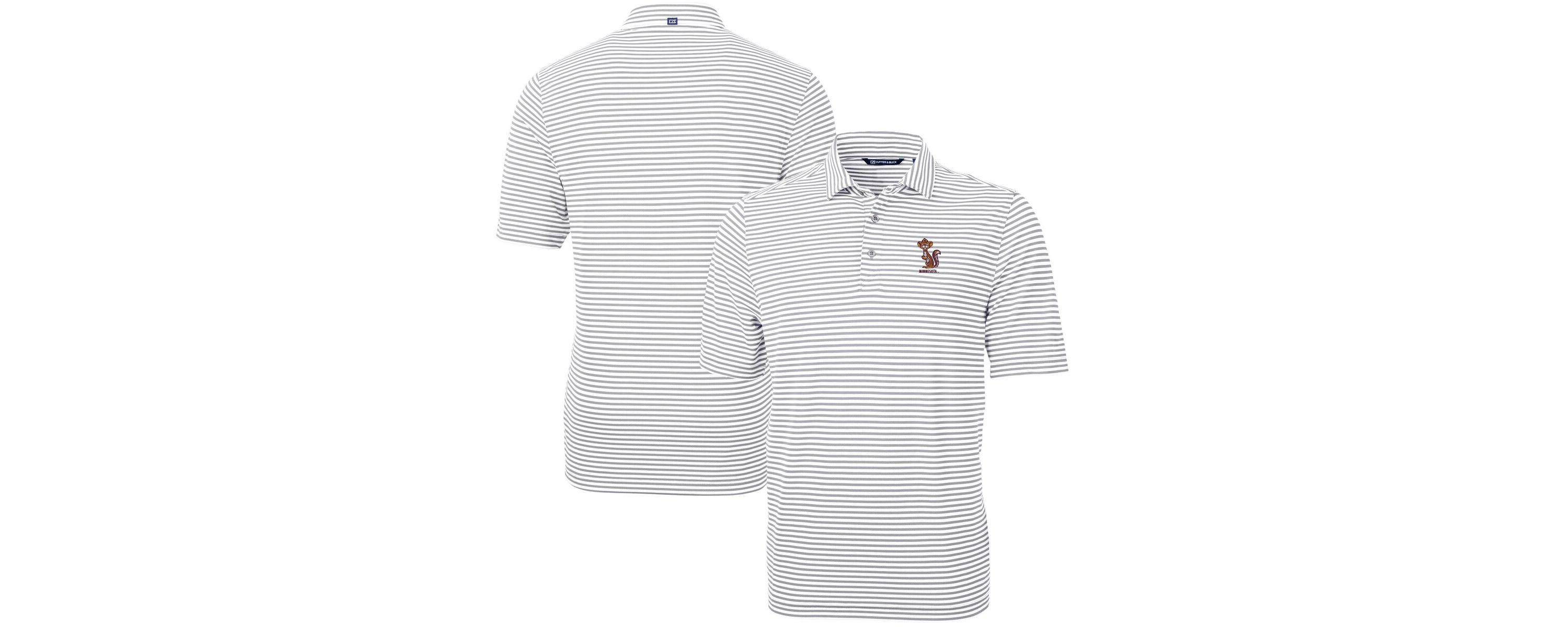 NCAA Minnesota Golden Gophers Vault DryTec Virtue Eco Pique Stripe Recycled Polo