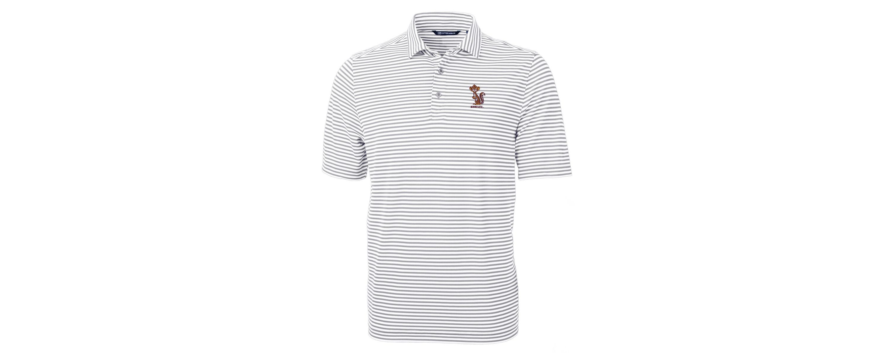 NCAA Minnesota Golden Gophers Vault DryTec Virtue Eco Pique Stripe Recycled Polo