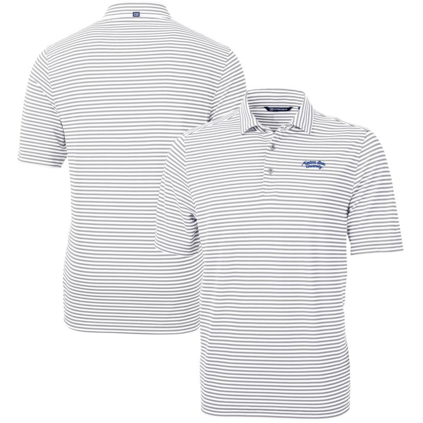 NCAA Montana State Bobcats Vault DryTec Virtue Eco Pique Stripe Recycled Polo