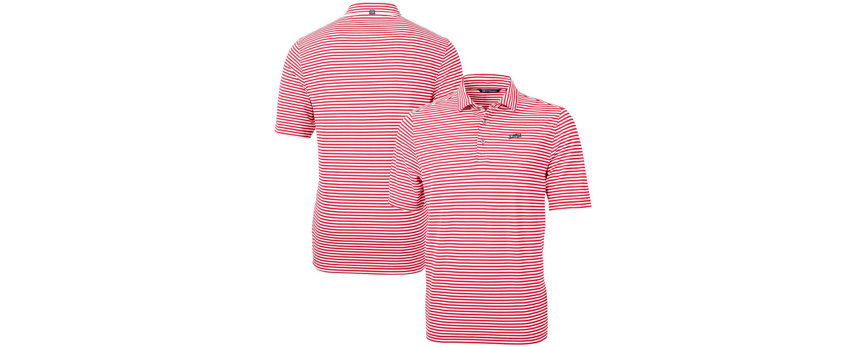 NCAA SMU Mustangs Vault DryTec Virtue Eco Pique Stripe Recycled Polo