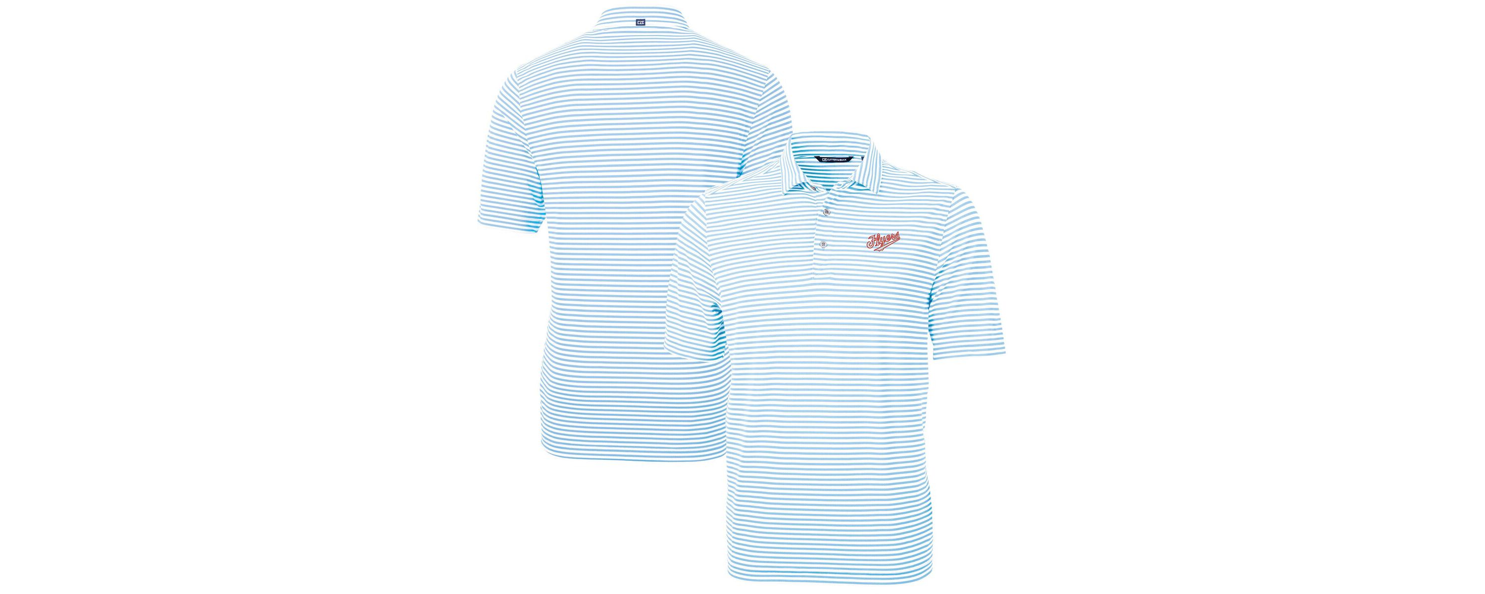 NCAA Light Dayton Flyers Vault DryTec Virtue Eco Pique Stripe Recycled Polo