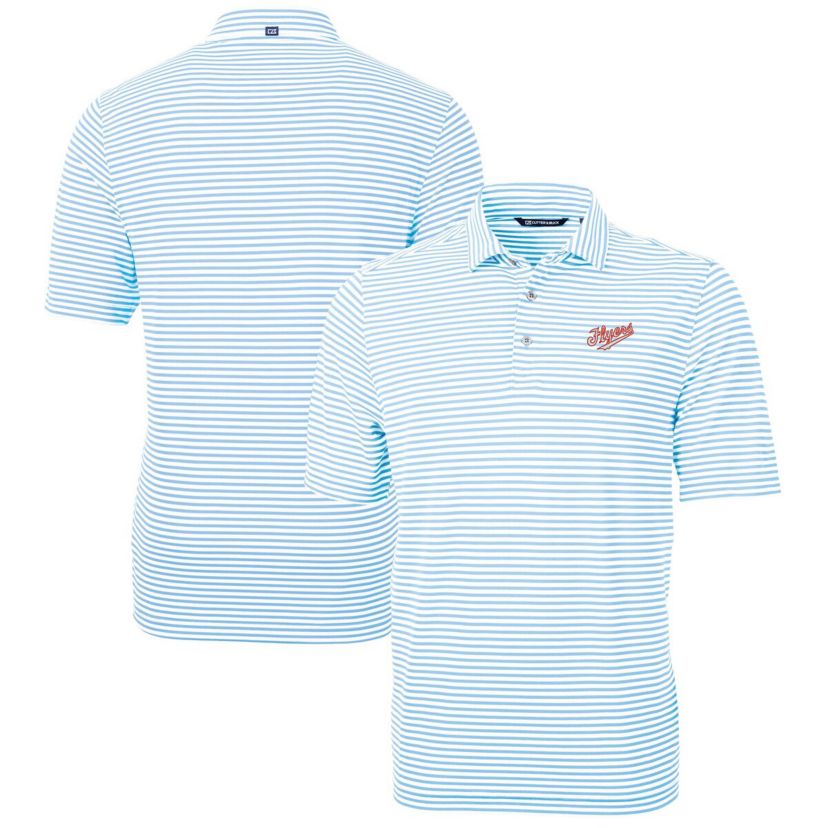NCAA Light Dayton Flyers Vault DryTec Virtue Eco Pique Stripe Recycled Polo