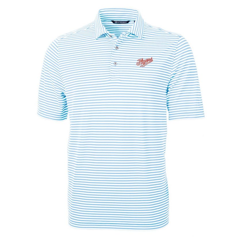 NCAA Light Dayton Flyers Vault DryTec Virtue Eco Pique Stripe Recycled Polo
