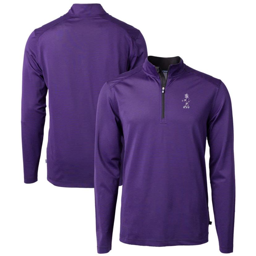 NCAA Kansas State Wildcats Vault DryTec Virtue Eco Pique Micro Stripe Recycled Quarter-Zip Pullover