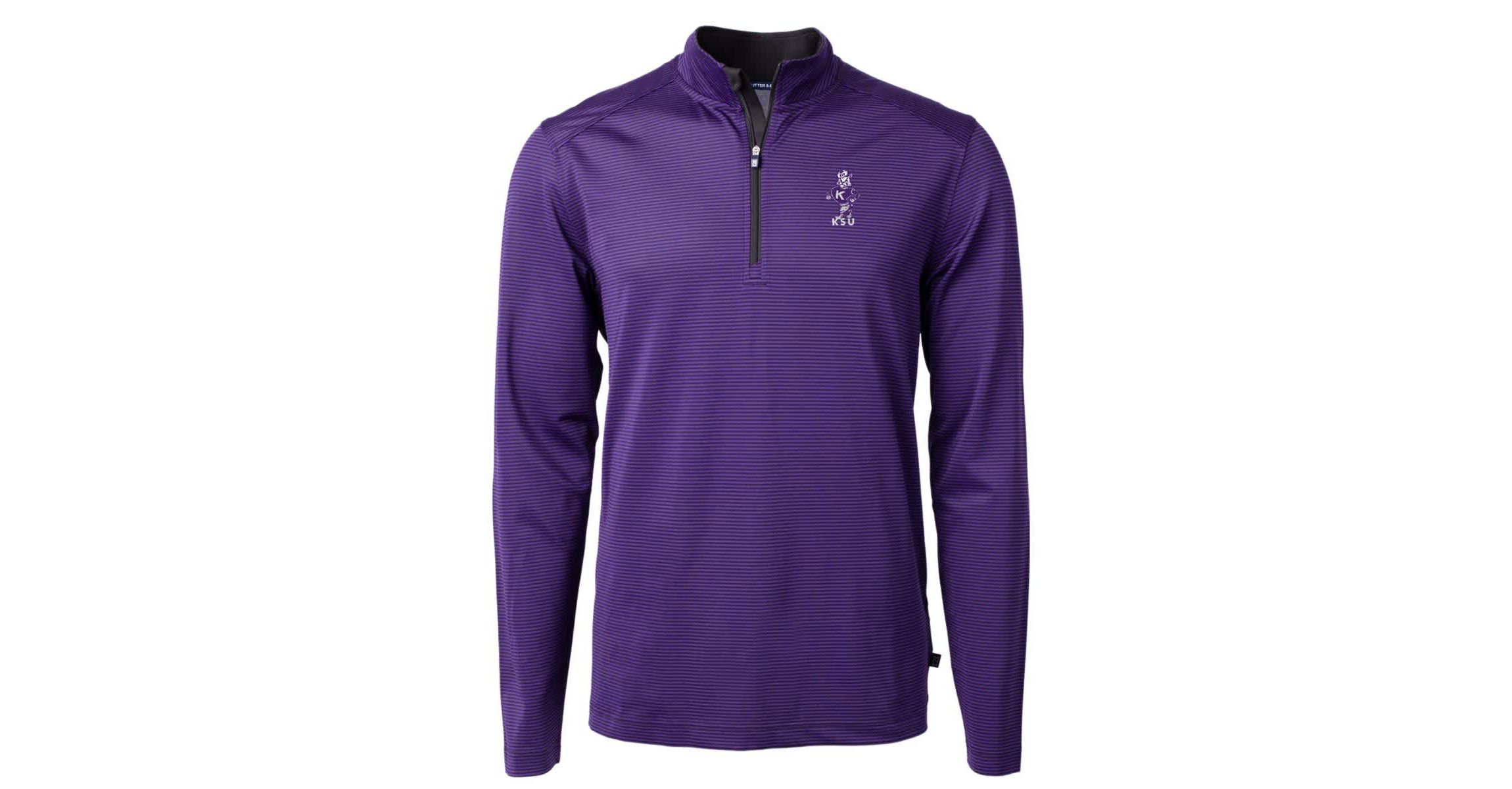 NCAA Kansas State Wildcats Vault DryTec Virtue Eco Pique Micro Stripe Recycled Quarter-Zip Pullover