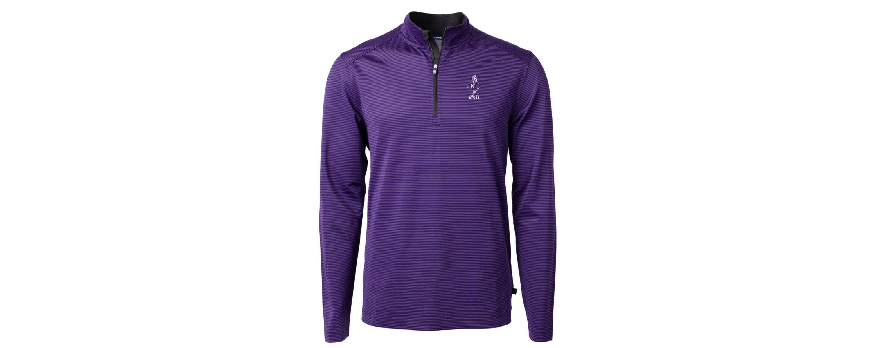 NCAA Kansas State Wildcats Vault DryTec Virtue Eco Pique Micro Stripe Recycled Quarter-Zip Pullover
