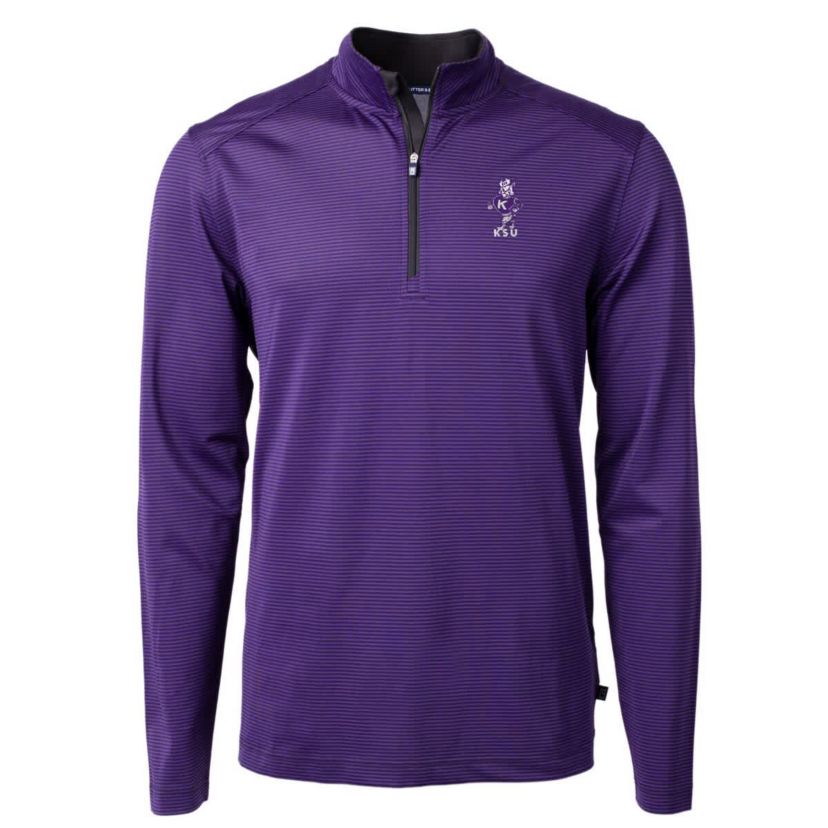 NCAA Kansas State Wildcats Vault DryTec Virtue Eco Pique Micro Stripe Recycled Quarter-Zip Pullover