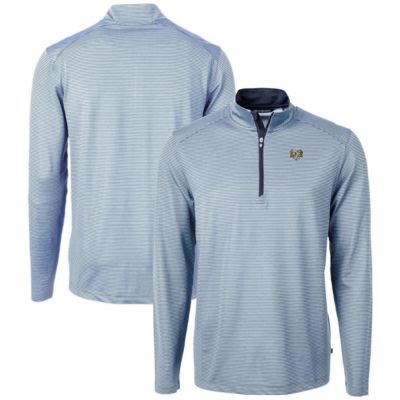 Cutter & Buck Men's NCAA Carolina Blue/Navy North Carolina Tar Heels Vault DryTec Virtue Eco Pique Micro Stripe Recycled Quarter-Zip Pullover, Light