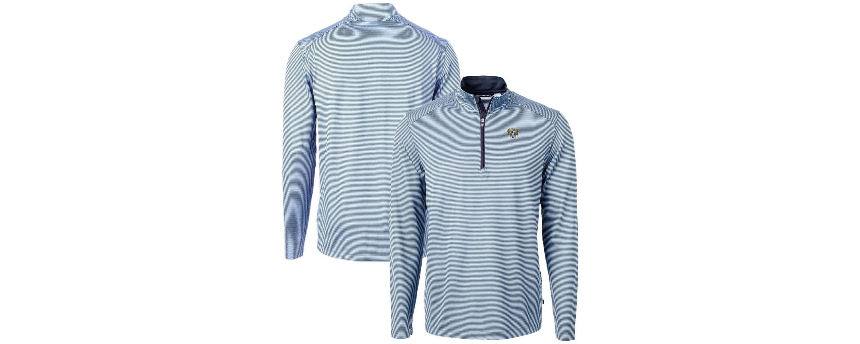NCAA Carolina Blue/Navy North Carolina Tar Heels Vault DryTec Virtue Eco Pique Micro Stripe Recycled Quarter-Zip Pullover